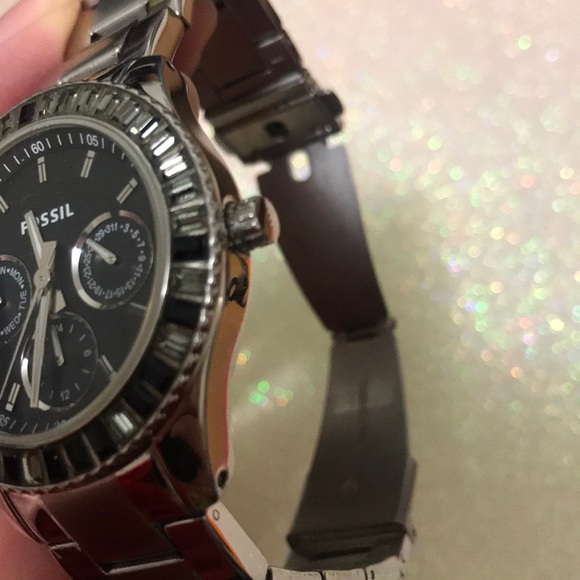 Silver Crystal Fossil Stainless Steel Watch - Picture 5 of 10